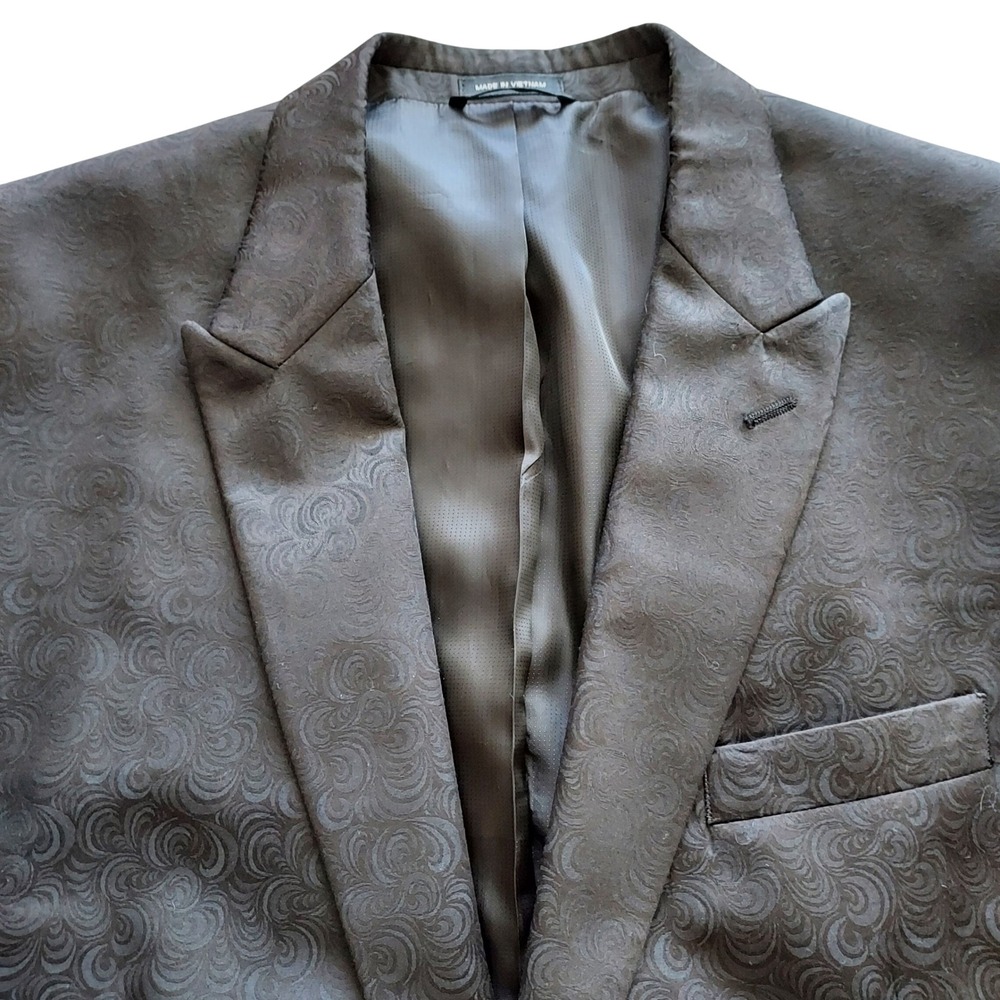 Sean John Mens Black Jacquard Swirl Two Button Suit 48L‎ Flat Front Formal Wear